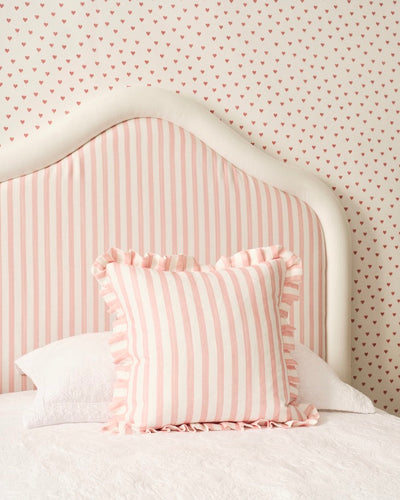 Pink Stripe Ruffle Cushion
