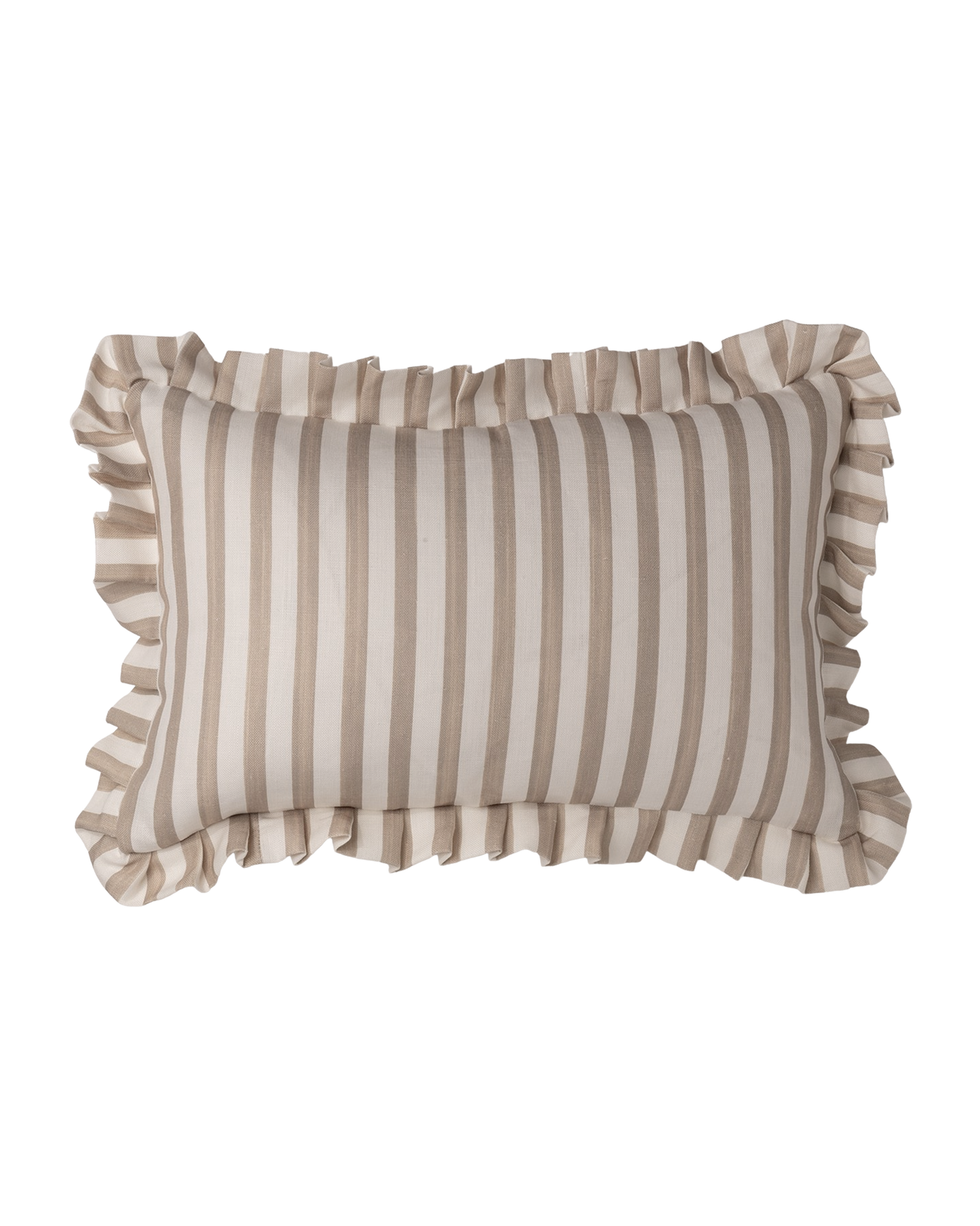 Natural Stripe Ruffle Cushion