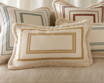 Butter Border Cushions with Velvet Piping