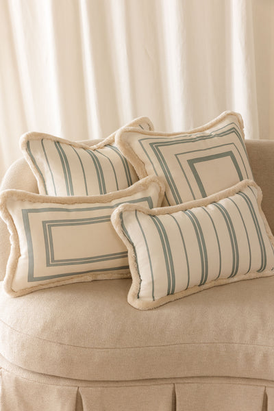 Celeste Stripe Cushions with Velvet Piping