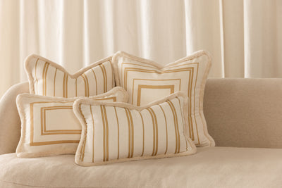 Butter Stripe Cushions with Velvet Piping