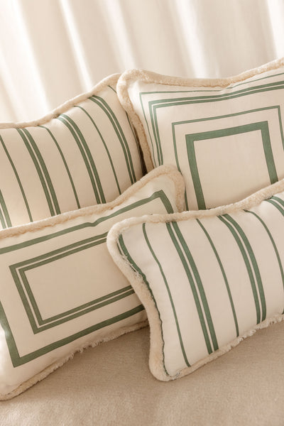 Verde Border Cushions with Velvet Piping