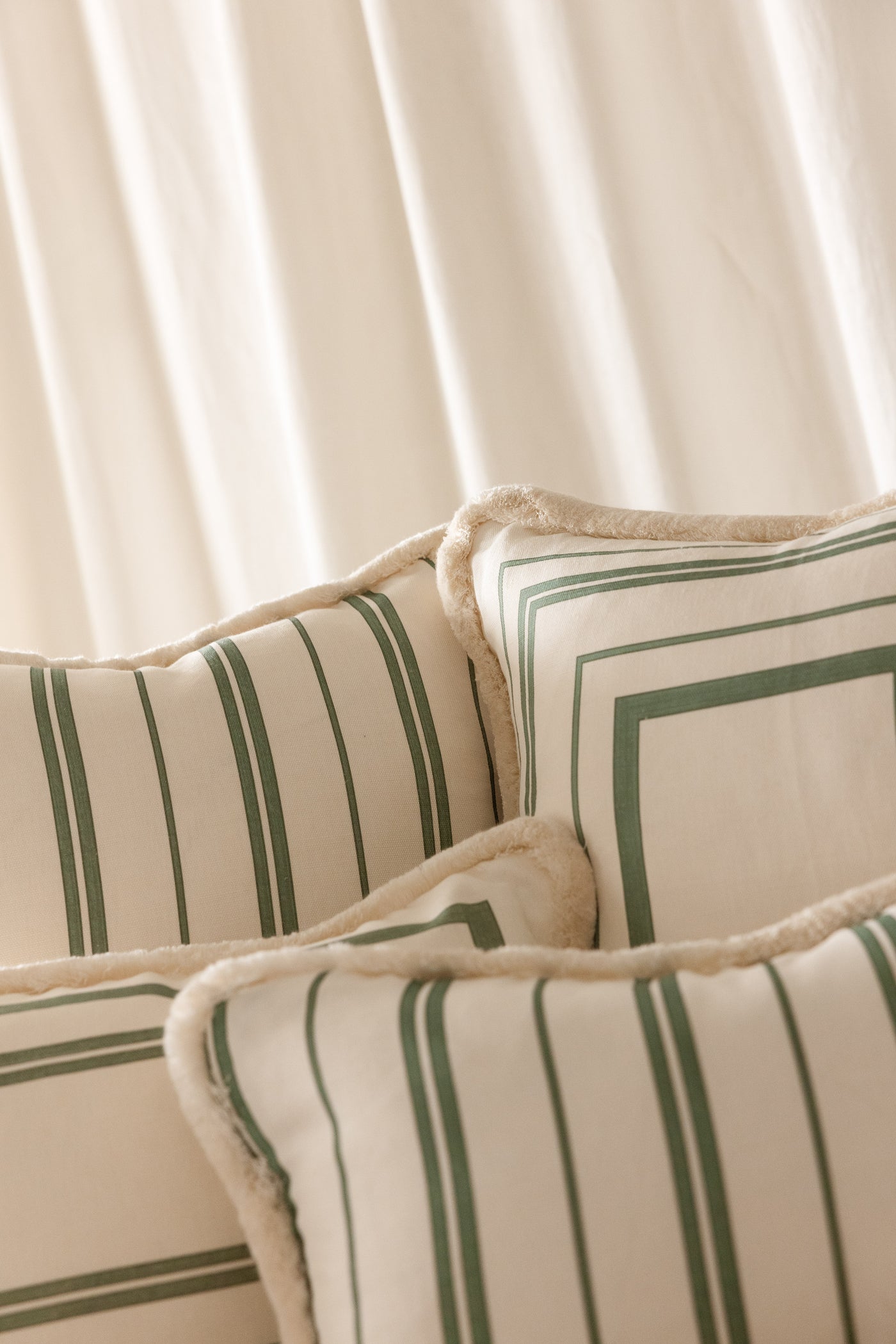 Verde Border Cushions with Velvet Piping