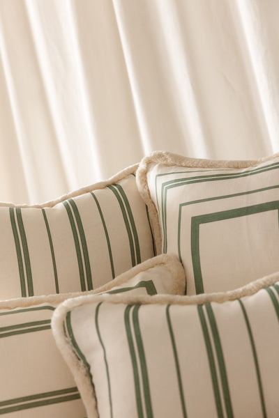 Verde Border Cushions with Velvet Piping