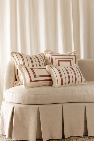Burgundy Border Cushions with Velvet Piping