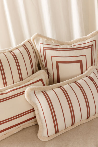 Burgundy Border Cushions with Velvet Piping