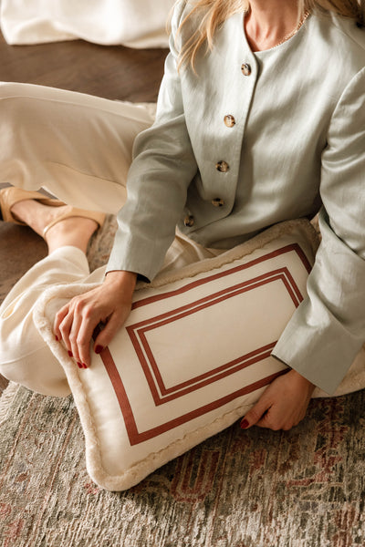 Burgundy Border Cushions with Velvet Piping
