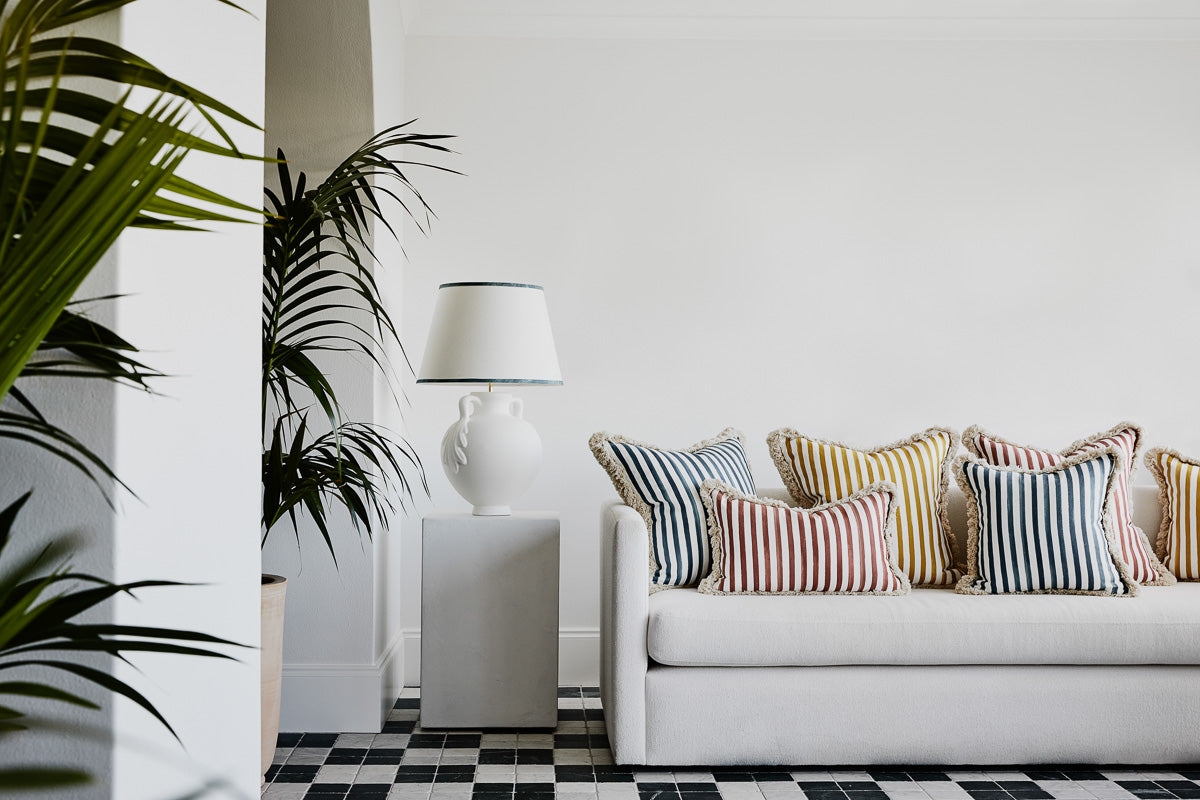 Fabric: Striped with brush fringe