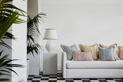 Fabric: Striped with brush fringe