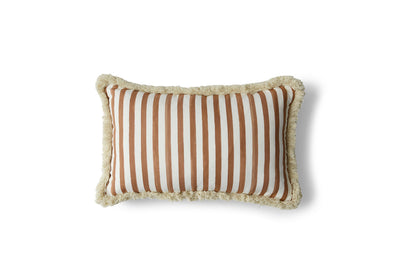Size: Rectangle (35x55cm) Fabric: Terracotta Stripe with Brush Fringe