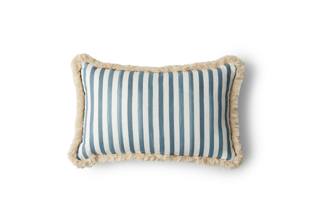 Size: Rectangle (35x55cm) Fabric: Blue Stripe with Brush Fringe
