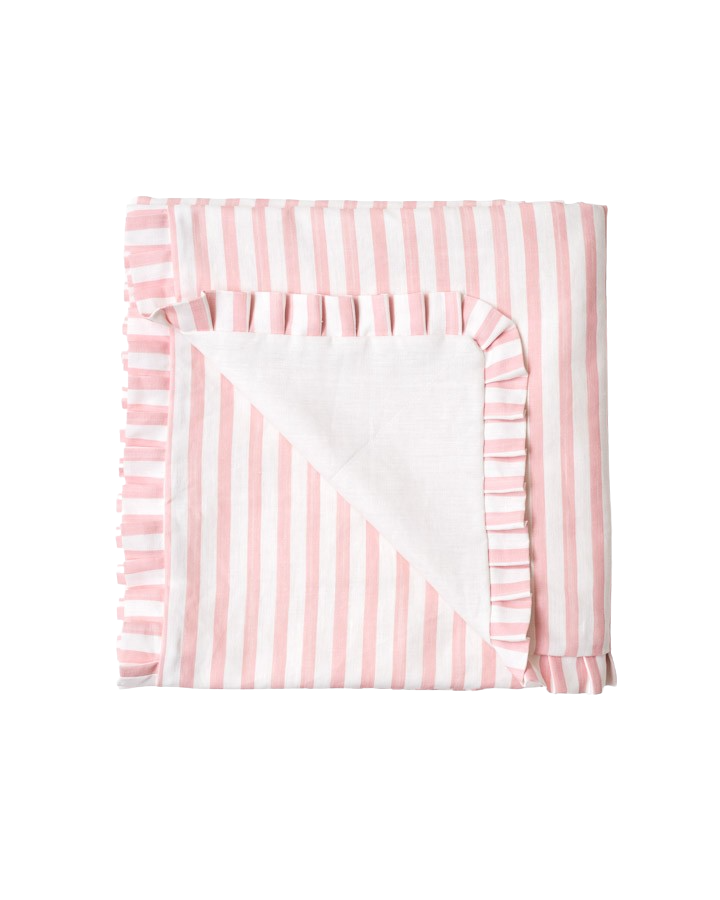 Pink Stripe Quilt with Ruffle (150 x 150cm)