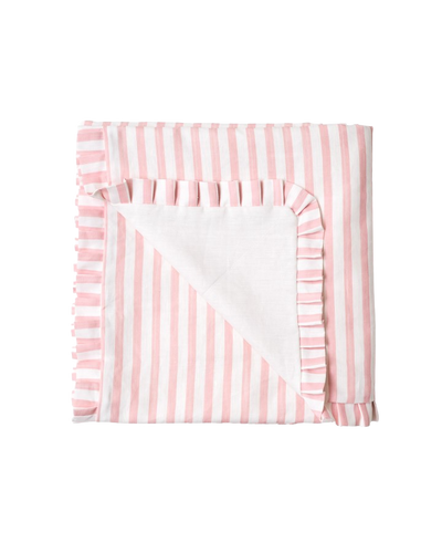 Pink Stripe Quilt with Ruffle (150 x 150cm)