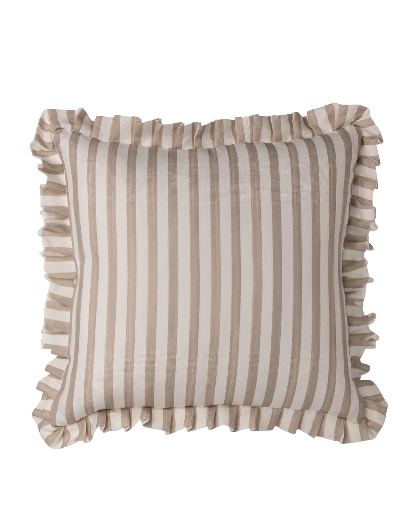 Natural Stripe Ruffle Cushion