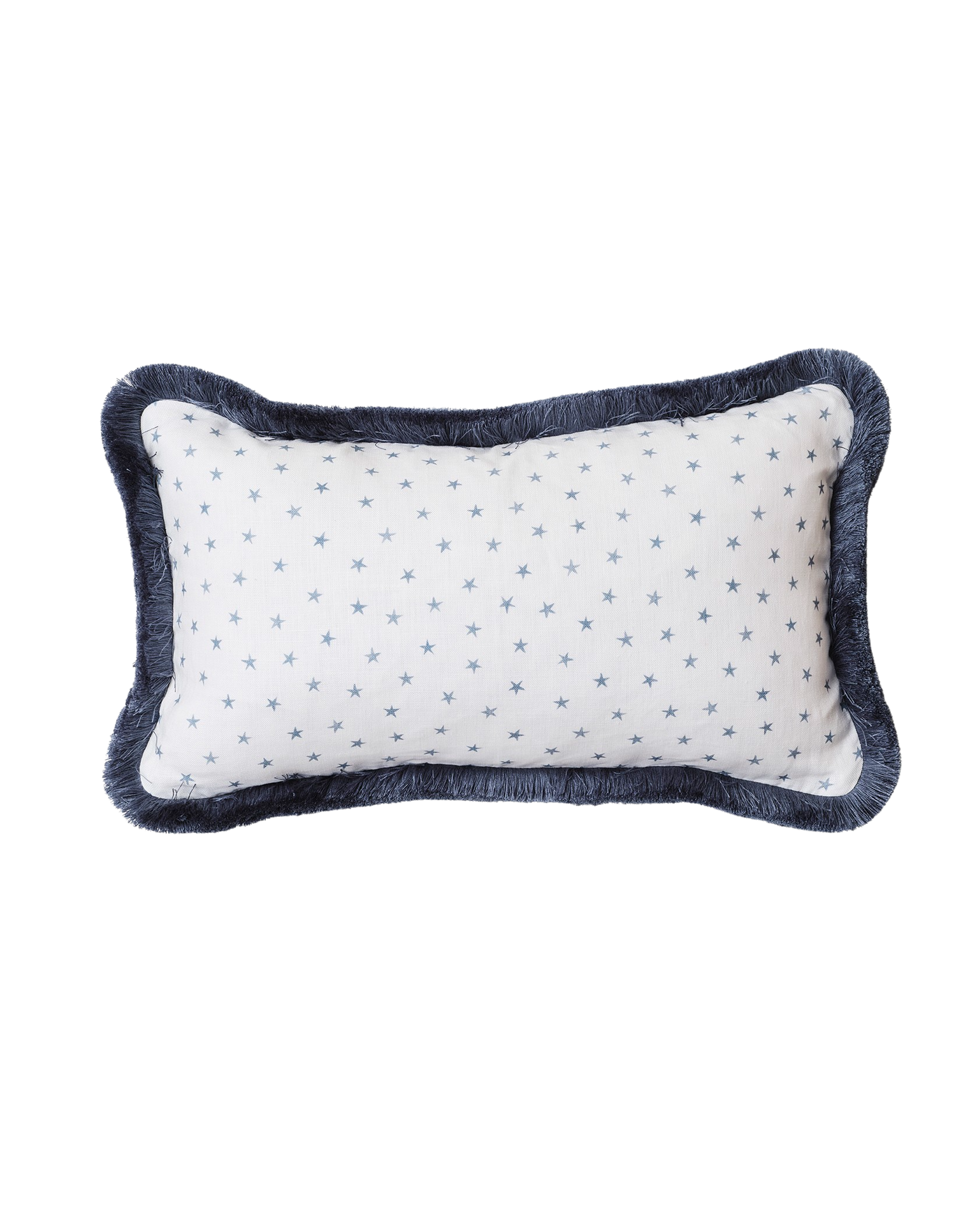 Rectangle Blue Star with Blue Brush Fringe Cushion