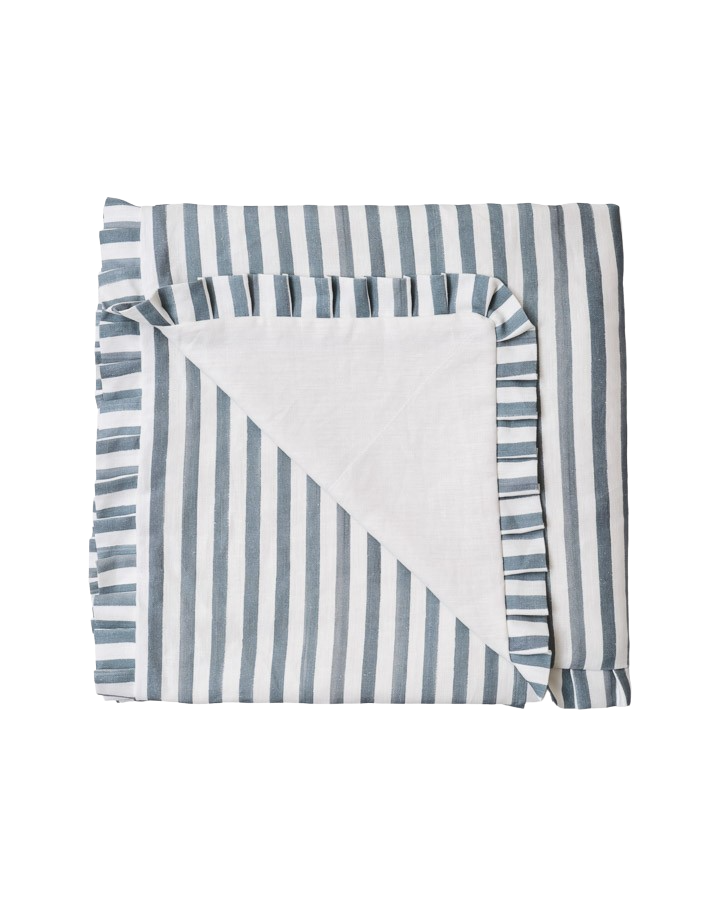 Blue Stripe Quilt with Ruffle (150 x 150cm)