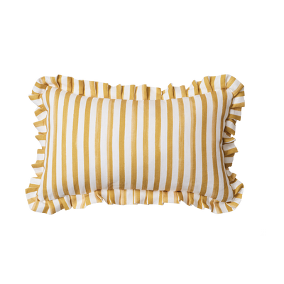 Ochre Stripe with Ruffle Cushion
